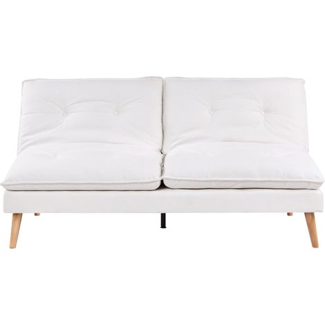 Canapé-lit en Tissu 3 Places sans Accoudoirs Fonction Couchage Clic-Clac Pieds en Bois Blanc Yila