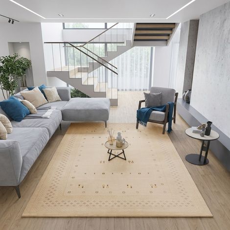 Tapis Loribaft tissé Tapis LuxeWeave - Tapis en laine - 300x200cm, Rectangular - 100% Laine vierge - Tissé main - Beige