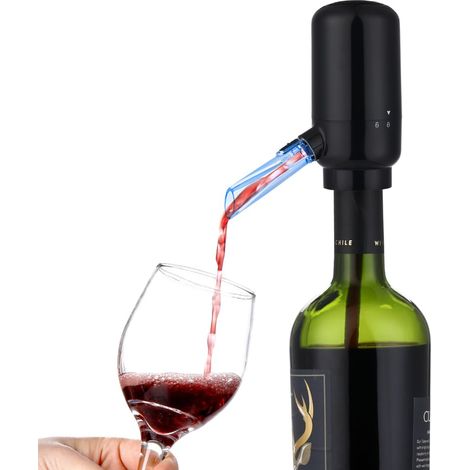 Aérateur Électrique de Vin / Décanteur de Vin Automatique - Distributeur avec bouton ON/OFF, Aération instantanée du vin, Comprend un tuyau en silicone, 4 piles AAA, Installation facile, Noir (1/5)