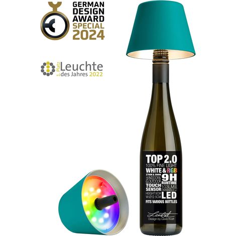 Sompex TOP 2.0 Lampada per Bottiglia a Batteria Turchese (1/3)