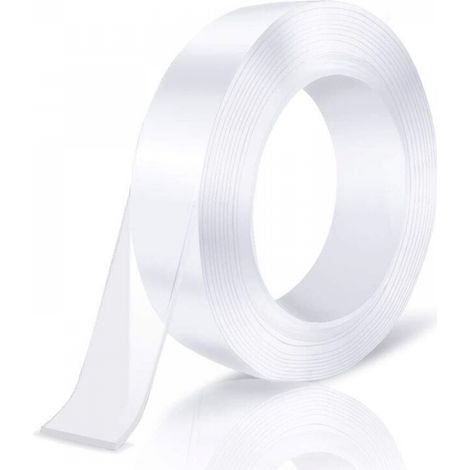 Ruban adhésif double face nano 0,5 mm d'épaisseur 10 mm de large  1 m de long 1 pièce avec colle magique adhésive transparente pour coller des objets (1/5)