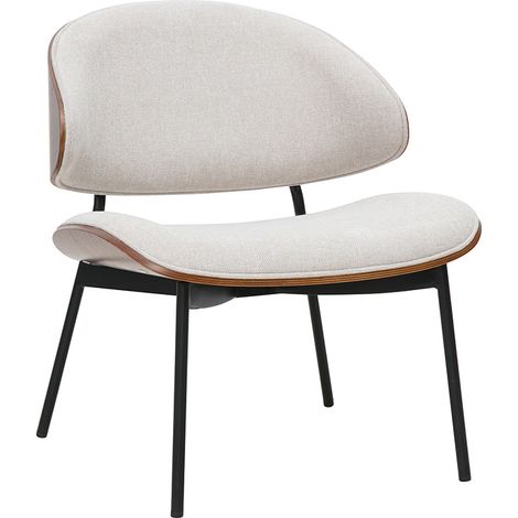 Sessel in beige Textur-Samtstoff, dunkles Holz und schwarzes Metall FABULO