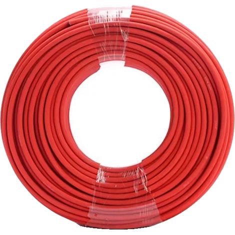 Câble Solaire, Conducteurs en Cuivre Étainé, Haute Tension, Seulement Rouge, 10 AWG 6mm2, 50m (1/2)