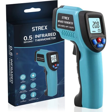 Thermomètre infrarouge numérique Strex - Plage de mesure : -50 à +550 °C - Thermomètre IR - Indicateur de température (1/5)