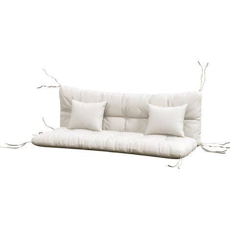 Back Seat Cushion Replacement with 2 Pillows, Patio Chair Cushions Set with Ties, White (1/5)
