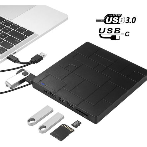 lecteur Cd/dvd Externe Usb3.0+type-c ,noir (1/5)