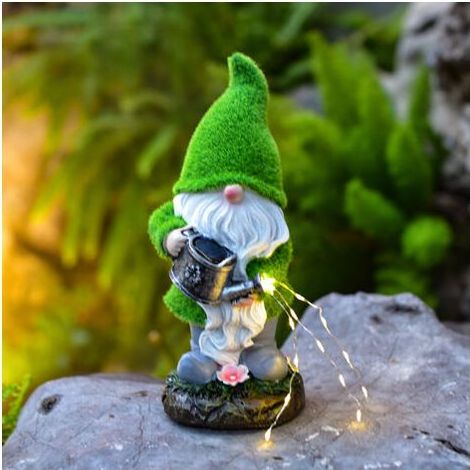 Veilleuse décorative de jardin, ornement de gobelin à arrosage solaire (28 cm) (1/5)
