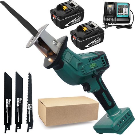 Sägeblatt, Akku-Sägeblatt, Sägeblatt mit variabler Geschwindigkeit, 4-Klingen zum Schneiden von Metall-PVC-Rohren+2 5.5A Batterien+DC18RC Ladegerät, kompatibel mit Makita Batterien (1/5)