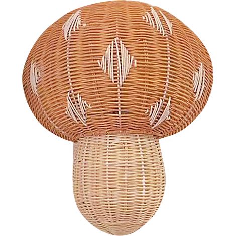 Lámpara de pie colgante de ratán – lámpara con forma de seta – tejida a mano – luminaria para pasillo, recibidor o escalera – 33 x 28 cm, marrón, 450 g, 3 pilas 3A (no incluidas) (1/5)