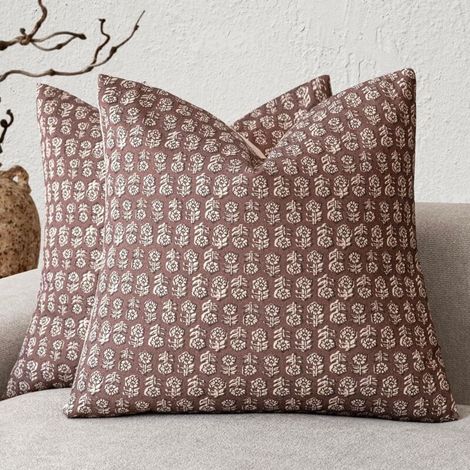 Rotbraune bedruckte Kissenbezüge, 40 cm x 40 cm, 2er-Set, für Wohnzimmer, Sofa, Schlafzimmer, Nachttisch, Erkerfenster usw. (1/5)