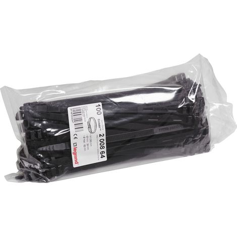 Legrand – Serre-câble noir 9 x 262 mm – Sachet de 100 – Pour câbles électriques – Résistance à la chaleur et aux UV (1/3)