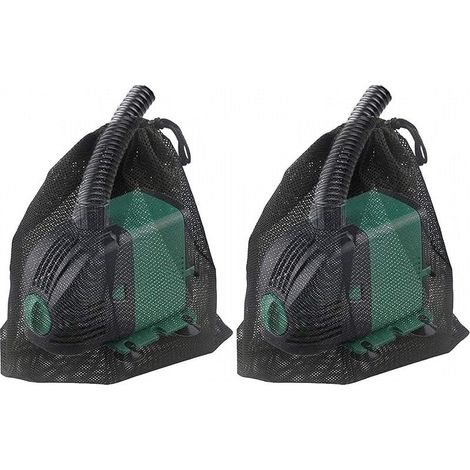 Lot de 2 sacs filtrants pour pompe de bassin, 31 x 40,4 cm, avec cordon de serrage, pour filtration d'aquarium, housse de protection contre les aiguilles/feuilles/poils pour fontaine extérieure (1/5)