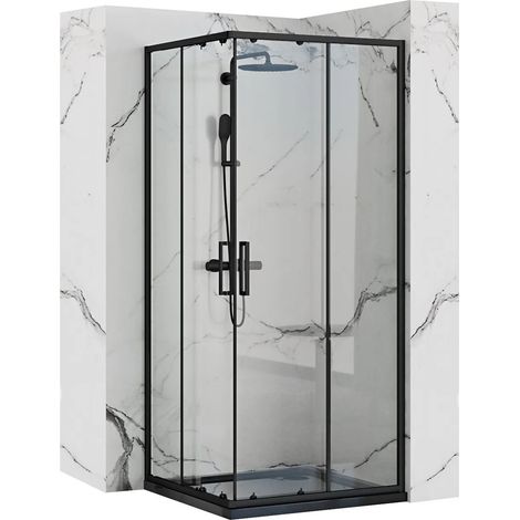 CABINE DE DOUCHE REA PUNTO BLACK 90X90 + RECEVEUR SAVOY BLANC (1/5)