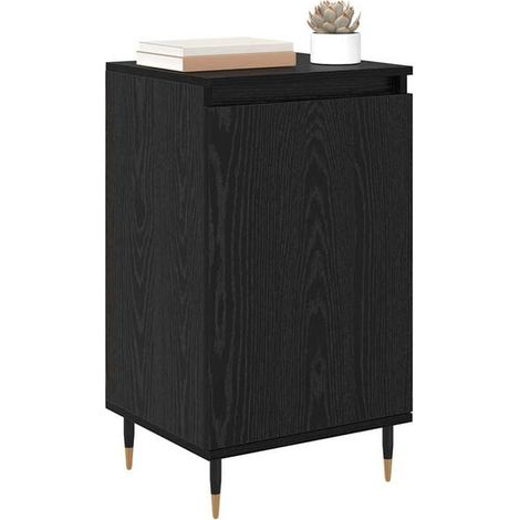 Ensemble de 2 Meubles de Rangement - Buffet Bas et Étagère Industrielle en Bois d'Ingénierie et Métal, Style Rustique Noir Chêne, 40x35x70 cm, pour Salon, Cuisine ou Entrée (1/5)