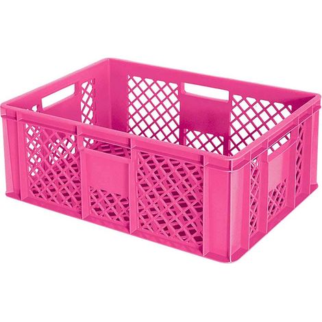 BRB 54 Stück Eurobehälter durchbrochen/Bäckerkiste, LxBxH 600x400x240 mm, PE-HD, lebensmittelecht, Palettenware (pink)
