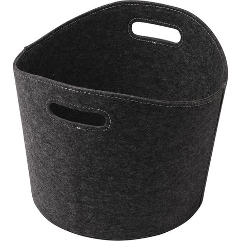 Panier Rangement En Feutre Gris - 1 Unité - Design Moderne - Pliable Et Léger - Pour Bûches Jouets Magazines - Ø39 x H31 cm (1/5)