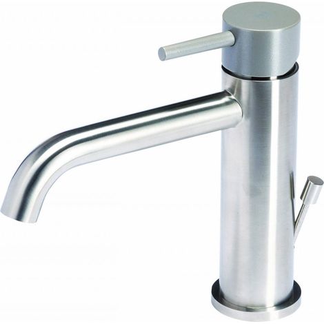 Rubinetto Miscelatore Monocomando Lavabo con Scarico in Acciaio Inox Maniglia Roccia (1/2)