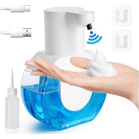 Distributeur Savon, 430ml Distributeur Savon Automatique Distributeur Savon Mural, IPX5 Distributeur Savon Mousse USB Rechargeable pour Cuisine, Salle de Bain (1/5)