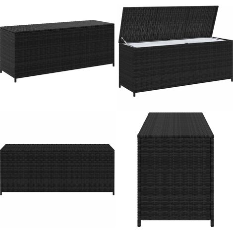 Baule da Giardino Nero 150x50x60 cm in Polyrattan - Cuscino da giardino - Cuscino da esterno