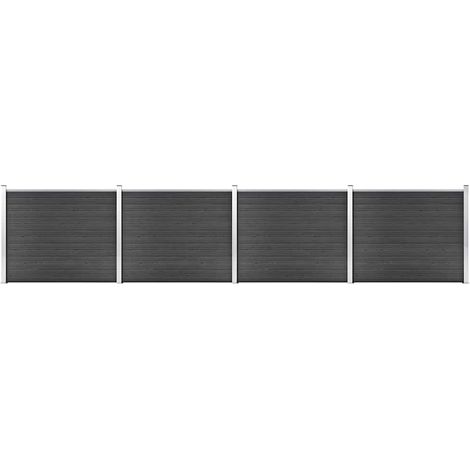 vidaXL Ensemble de panneau de clôture WPC 699x146 cm Gris (1/5)