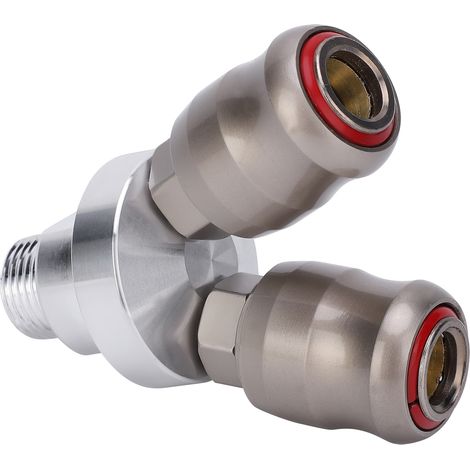 Raccord Pneumatique Rapide 2 Entrées en Acier Chromé G1/2 (1/5)