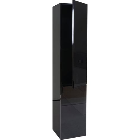 Hängeschrank HHG-618, Midischrank Hochschrank Badezimmer Badmöbel, hochglanz 150x30cm schwarz