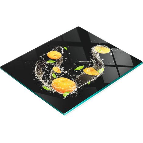 Tabla de cocina de vidrio duradera y elegante con estampado de albaricoque y agua, 60x52 cm. (1/5)