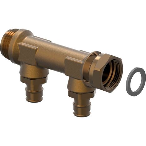 Uponor Aqua Plus mit AG und Überwurfmutter Q und E E DR, 3/4" MT/SN, 2x16 c/c50mm