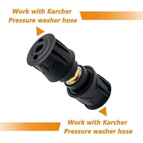 Raccord Rapide Haute Pression pour Pistolet et Nettoyeur Haute Pression, Adaptateurs de Connecteur de Tuyau Uniquement Compatibles avec le Tuyau Kärcher, Femelle M22 14mm, 2 pack, (1/3)