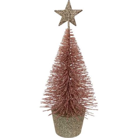 Paris Prix - Sapin Déco De Noël paillette 15cm Rose