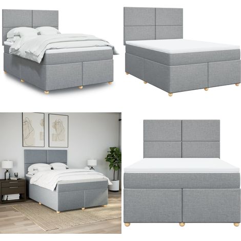 vidaXL Boxspringbett mit Matratze Hellgrau 160x200 cm Stoff (1/5)