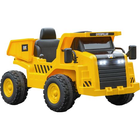 Pelleteuse électrique enfant Caterpillar camion-benne télécommande 3-5 km/h 3-6 ans jaune