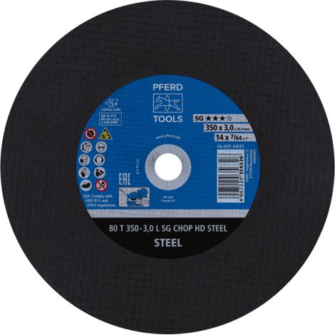 PFERD TOOLS Trennscheibe T 350x3,0x25,4 mm Leistungslinie SG CHOP HD STEEL für Stahl 10 Stk