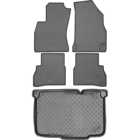 Set di tappetini in gomma per auto e tappetino per bagagliaio per Opel Corsa D Hatchback dal 2006 al 2014.