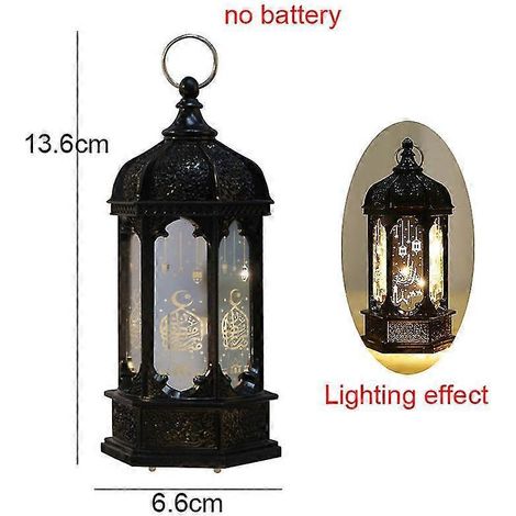 Dekorationsartikel für das muslimische Ramadan-Fest 2023: LED-Windlaternen-Anhänger, Eid Mubarak-Lichterkette, Ramadan-Dekoration für Zuhause-B-black
