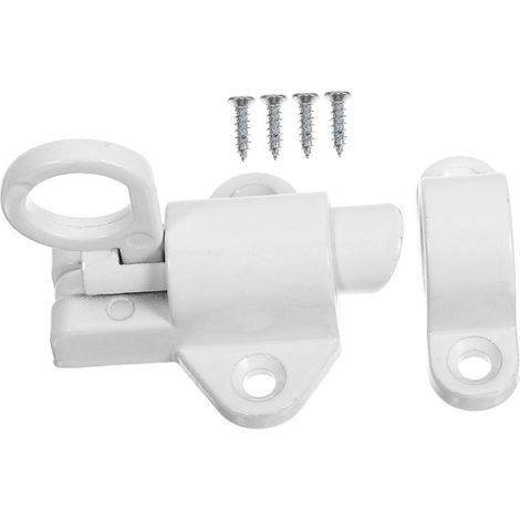 Loquet de trappe de grenier en alliage d'aluminium avec verrouillage de sécurité à ressort, loquet de trappe de plafond blanc, installation facile à faire soi-même (1/5)