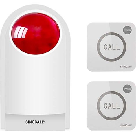 Système d'Alerte SOS Panique avec Sirène Stroboscopique à Distance Système d'Alerte Domicile Sonore 1 Sirène Flash Rouge 2 Boutons Panique sans Fil pour Usine/Hôpital/Bijouterie/Hôtel/École (1/5)