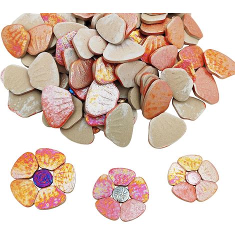 Carreaux de mosaïque en céramique iridescente, 500 g, 3 tailles, 18-20 fleurs, kit de bricolage pour décorations de maison et jardin (1/5)