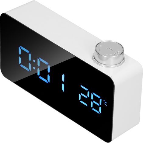 Réveil Digital LED Miroir avec Fonction Snooze Réglable et Affichage Lumineux Électronique (TSS51B)