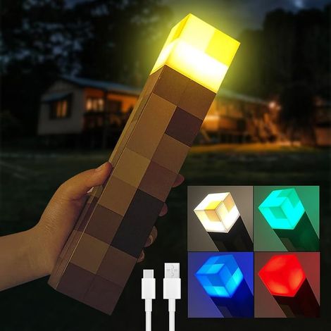 Wall Torch Nightlight, Craft Torch Lamp avec 4 Couleurs, LED Mcers Nightlight, Lampe de Chevet avec USB Rechargeable, 3D Lampe pour Cosplay Jouets Cadeaux (1/5)