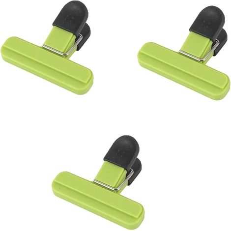Clip per sacchetti, ecologica, con elevata capacità di chiusura, taglia S - 3 pezzi, verde. (1/2)