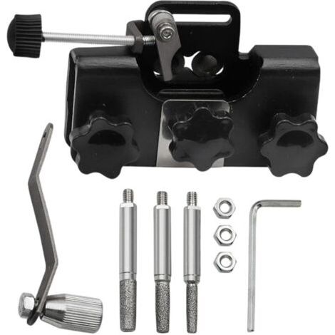 Affûteur de chaîne portable, affûteur de chaîne manuel, affûteur de chaîne haut de gamme Kit d'affûtage avec 3 têtes d'affûtage, noir (1/4)