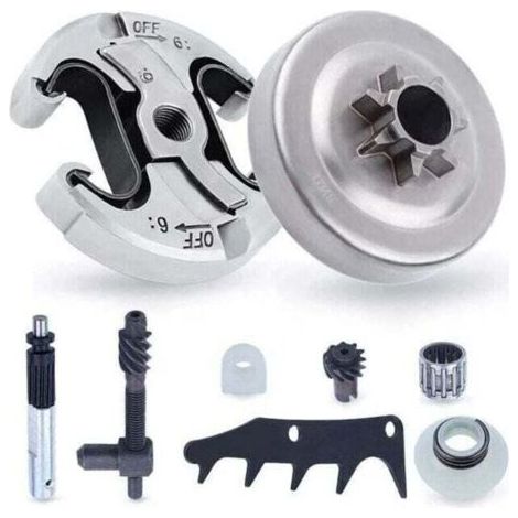 Pignone e frizione per Husqvarna 345 445 340 450, XU, pignone catena .325'' passo 6 denti + tamburo frizione + cuscinetto kit di ricambi e accessori per motosega 8 in 1 -