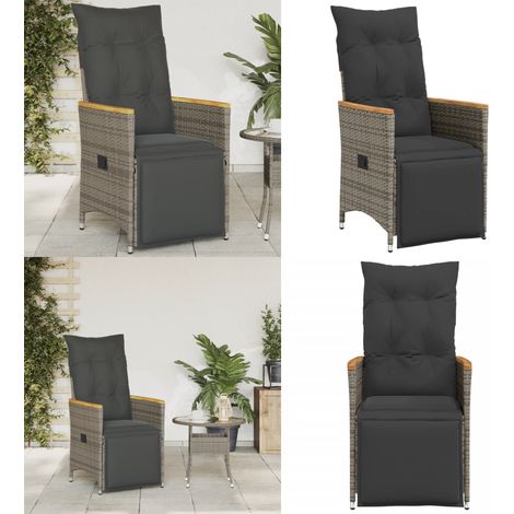 Gartensessel Verstellbar mit Kissen Grau Poly Rattan - Gartenstuhl - Relaxsessel - Loungesessel - Outdoor Möbel - Rattan Sessel - Home & Living (1/5)