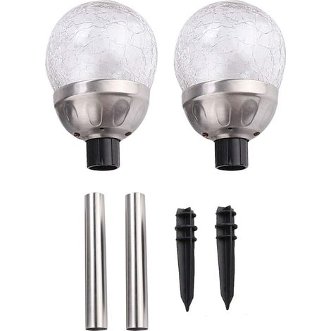 Lot de 2 Lampes Solaires Extérieures en Verre Craquelé, Design Vintage, Étanche IP65, Éclairage Solaire Décoratif à LED pour Jardin, Terrasse, Balcon, Cour, Allée (1/5)