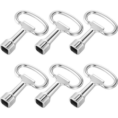 Lot de 6 clés carrées, clé carrée, clé à mandrin de 8 mm, clé à douille, clé d'armoire de commande, clé d'évent, clé à usage général en alliage de zinc pour boîtier de compteur d'eau et de gaz. (1/5)
