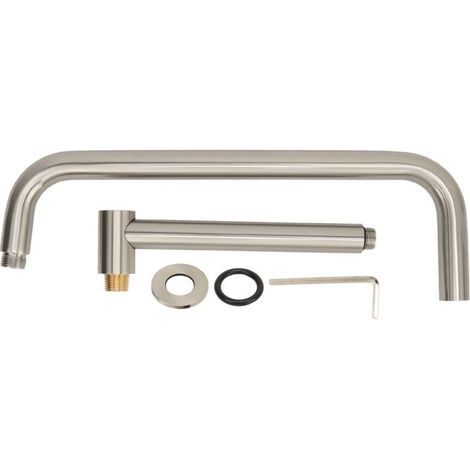 Extension de pomme de douche avec bride, bras de douche en forme de S, support mural, tuyau de douche rotatif en acier inoxydable pour salle de bain brossé (1/5)