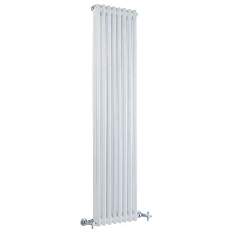 Hudson Reed Windsor - Radiateur Rétro Vertical Blanc à Colonnes 2 x 8 - 1087 Watts - 150 x 38cm
