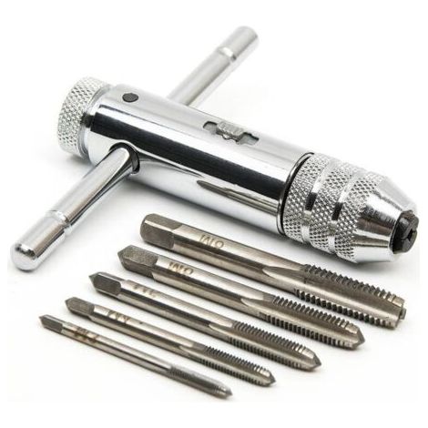 Tarauds manuels Ulisem - Tarauds métriques - Tarauds et filières - Tarauds M3 M4 M5 M6 M8 - Tarauds - avec porte-taraud à cliquet réversible
