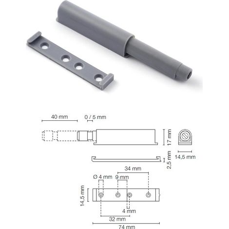 PREMI APRI AMM.C/MAG.mm.40 COMPL. GRIGIO